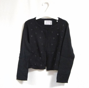 ZARA KNIT GIRLS/ビジュー付きカーディガン/5Y/110cm/黒/新品/再値下げ/スペイン購入