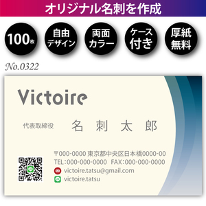 名刺 名刺作成 名刺印刷 100枚 両面 フルカラー 紙ケース付 No.0322