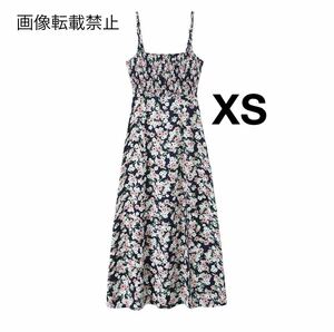 vintage ヴィンテージ レトロ フラワー 花柄 ロング キャミワンピース XSサイズ レディース★ZARA 好きな方に★2024 S/S 春新作 新品★