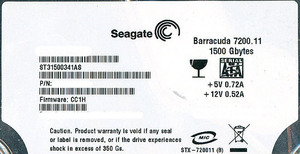 SEAGATE製HDD ST31500341AS 1.5TB 7200SATA 3Gb/s [管理:20343779]