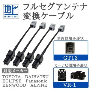 AVN-R9W AVN-R9 対応 地デジ フルセグ アンテナ 変換ケーブル GT13 → VR1 4本セット 【GT13-VR1-04】