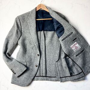 C6〈希少サイズXXL〉ハケットロンドン〈ハリスツイード生地〉テーラードジャケット ウール グレー 52R XXL 3L HACKET LONDON Harris Tweed