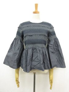 HH超美品 【シーバイクロエ SEE BY CHLOE】コットン 七分袖 ギャザー切替カットソー (レディース) size36 ネイビー系 □30LT5073□