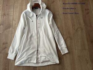 新品 COMME CA ISM MEN コムサイズム メン 裏毛 ロング丈 フード付きパーカ 01ホワイト Fサイズ 68CY08 定価5,900円