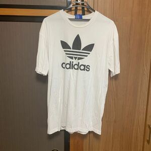 adidas アディダスホワイトオリジナルス 半袖Tシャツシンプルロゴ トップスサイズ4XO 日本XL相当