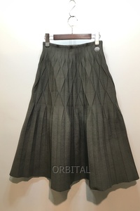 経堂) BORDERS at BALCONY ボーダーズアットバルコニー PLEATED SKIRT 立体プリーツスカート カーキ 36 定価4.1万