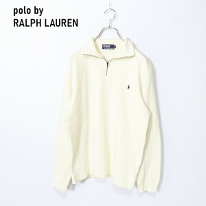 polo by RALPH LAUREN ポロバイラルフローレン スウェット ハーフジップ 綿 コットン ワンポイント刺 白 ホワイト アイボリー M YC140