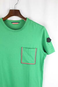 MONT モンクレール MONCLER ワッペン ポケット トリコロール Tシャツ グリーン 半袖 XS　メンズ カットソー I63