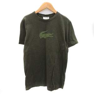 ラコステ LACOSTE Tシャツ カットソー 半袖 ラウンドネック プリント XS カーキ /YK40 メンズ