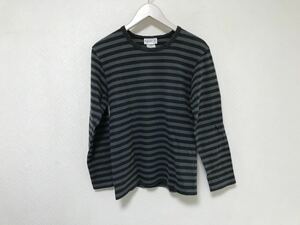 本物アニエスベーagnisbコットンボーダー柄長袖TシャツロンTカットソービジネススーツアメカジサーフメンズ1S黒ブラックグレー日本製