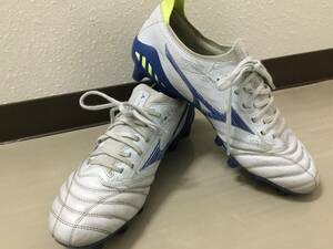 日本製◆MIZUNO(ミズノ)サッカースパイク　MORELIA NEO3(モレリアネオ3) JAPAN ホワイト×ブルー　25㎝　used