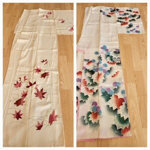 訪問着 豪華金駒刺繍 紅葉 楓 着物 2着 お仕立て上がり 逸品 正絹 単袷