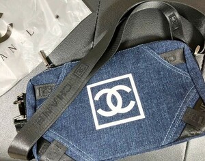 シャネル ノベルティ CHANEL ショルダーバッグ デニム スポーツライン　