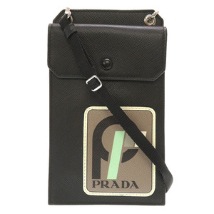 美品 プラダ 2ZH068 レザー ブラック 黒 ミニ ストラップ ショルダーバッグ 0119 PRADA