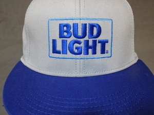 ★ 激レア USA購入 キング オブ ビア バド ライト【BUD LIGHT】 ロゴ刺入り キャップ （グレー x ブルー）中古良品 ★