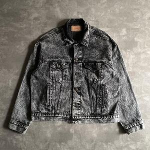 80s ビンテージ USA製 Levis リーバイス 70507 0253 ACID WASH BLACK アシッド ウォッシュ ブラック デニム ジャケット 黒 Gジャン XL