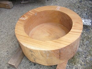 16-36　老木欅（ケヤキ）の茶櫃乾燥材（尺１寸）・・茶櫃・取り込み盆・こね鉢・ボール・ロクロ・挽きもの・刳りもの
