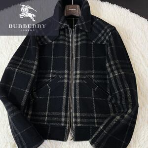 C22【ノバチェックライダーズ】定価20万●BURBERRY LONDON●メルトンウール●ブルゾンジャケット バーバリーコート メンズ イギリス製　L