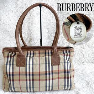 希少 BURBERRY クラシックチェック ハンドバッグ レザー トートバッグ バーバリー レトロ ヴィンテージ