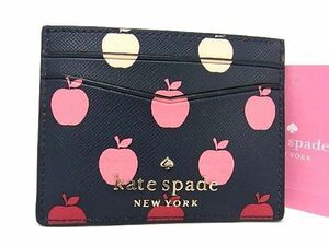 ■新品■未使用■ kate spade ケイトスペード K8297 PVC りんご アップル カードケース パスケース 定期入れ ネイビー系 BF3622