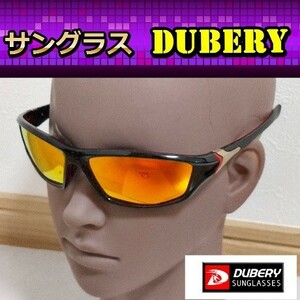 偏光サングラス ブラックフレーム　 ミラーイエローレンズ DUBERY(1)