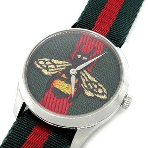 グッチ GUCCI Gタイムレス 126.4 クォーツ 腕時計 ル マルシェ デ メルヴェイユ Bee 蜂 ウェブストライプ YA1264060A メンズ