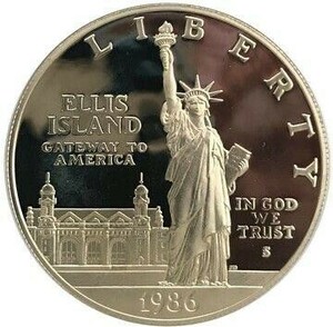 アメリカ　自由の女神像　1ドル銀貨 1986プルーフ