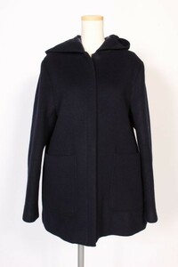 イエナ IENA 16AW 二重織り シャルム フード コクーン コート ジップアップ ウール 38 紺 ネイビー /tk0418 レディース