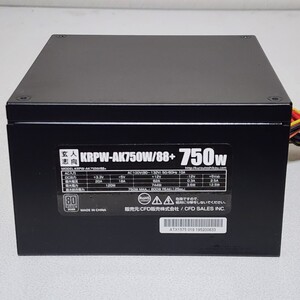 玄人志向 KRPW-AK750W/88+ 750W 80PLUS SILVER認証 ATX電源ユニット 動作確認済み PCパーツ