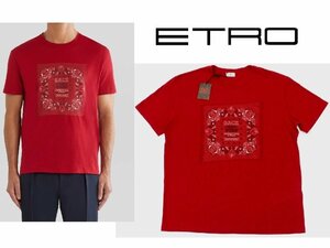 7万新品◆XL◆エトロ◆バックトゥザフューチャー ペイズリーモチーフ インターシャTシャツ 赤【ETRO】1円