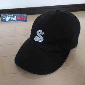 ★即決送込★レア 90s OLD STUSSY CAP キャップ 帽子 オールド hat oldstussy ステューシー 黒 6パネル us古着 vintage skate surf