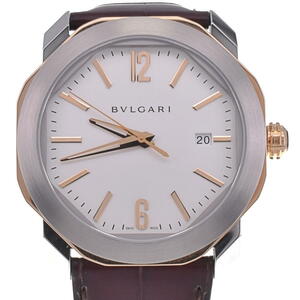 ブルガリ BVLGARI OC41C6SPGLD オクト ローマ デイト SS/K18RG/レザー 自動巻き メンズ 美品 箱・保証書付き C#130682