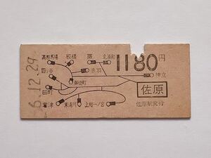 【希少品セール】国鉄 地図式乗車券 (佐原→1180円区間) 佐原駅発行 6061