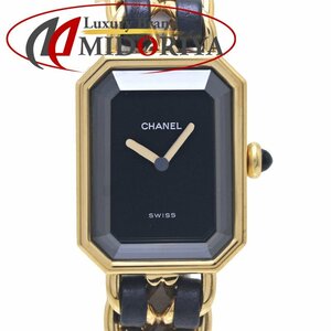 CHANEL シャネル プルミエール Mサイズ H0001 483011003【電池交換済】 GP(ゴールドメッキ）x革 レディース/130195【中古】【腕時計】