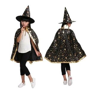 新品 ハロウィン 衣装 魔法使いの帽子とマント ブラック 魔法使い 帽子 マント コスチューム キッズ 子ども コスプレ 仮装 パーティー
