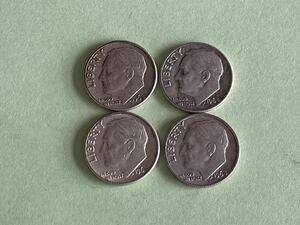 銀貨 10セント ダイム1964年4枚セット ルーズベルト