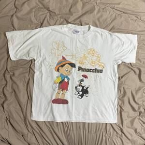 1スタ 激レア◎ 90s USA製 THE DISNEY STORE ピノキオTシャツ XL相当 白 シングルステッチ ディズニー キャラT 古着