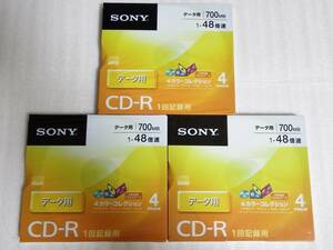 【送料無料】 SONY ソニー CD-R データ用 700MB 48倍速 4カラーコレクション 4枚パック×3個　計12枚セット