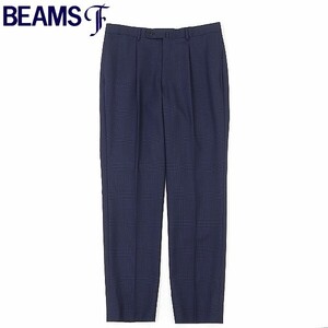 新品◆BEAMS F ビームスF チェック柄 スラックス パンツ 紺 ネイビー 48/8R