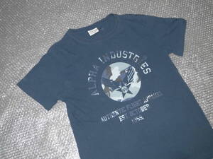 Used アルファインダストリーズ Tシャツ Lサイズ 紺 ネイビー アルファALPHA INDUSTRIES.IN. 古着