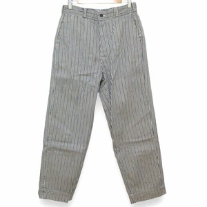 美品 45R フォーティファイブアール 1000デニム 908PANTS ストライプ柄 ワイド テーパードパンツ 5046116 サイズ3 ネイビー×ベージュ系 ◆