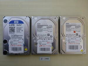 S-1104 / HDD / 3個セット / 3.5インチ / SATA / 4TB / データ消去済み / ゆうパック発送 / 60サイズ / ジャンク扱い