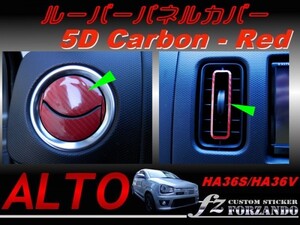 アルトワークス HA36 ルーバーパネルカバー ５Ｄカーボン調 赤