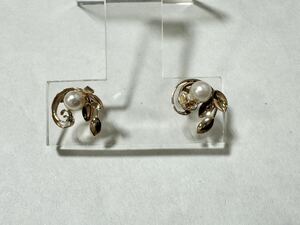 【質屋 尾張屋商店 東京】 ☆仕上済☆ K18PG パールピアス レディースアクセサリー 葉 4.2mm