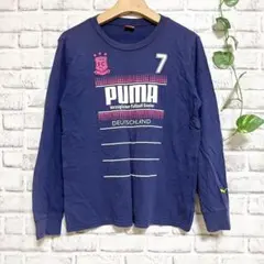 A1181 PUMA Tシャツ　長袖　薄手　パープル系　プリント　ロゴ　160