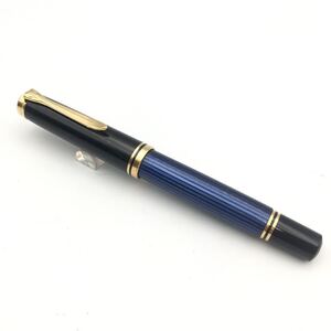 ★E09222/PELIKAN ペリカン/万年筆/スーベレーン/ペン先 18C-750/青縞/ブルー×ゴールド す