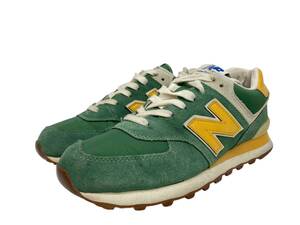 NEW BALANCE (ニューバランス) 574 ローカット スニーカー ML574AGY 26.5cm US8.5 グリーン×イエロー メンズ/028