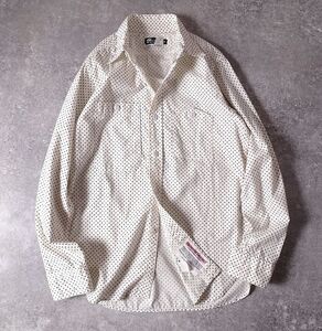 Engineered Garments エンジニアードガーメンツ ドット柄 長袖 ワークシャツ USA製 山ポケ コットン エルボー (S) オフホワイト ●r-118