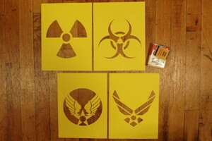 6インチ ステンシル 人気ロゴ 4種セット ◆ 型紙 塗装 USAF バイオハザード