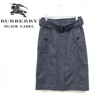 1D2408-R-S◆日本製 良品 BURBERRY BLACK LABEL バーバリーブラックレーベル 膝丈タイトスカート◆サイズ38 レディース 婦人 秋冬 ブラック